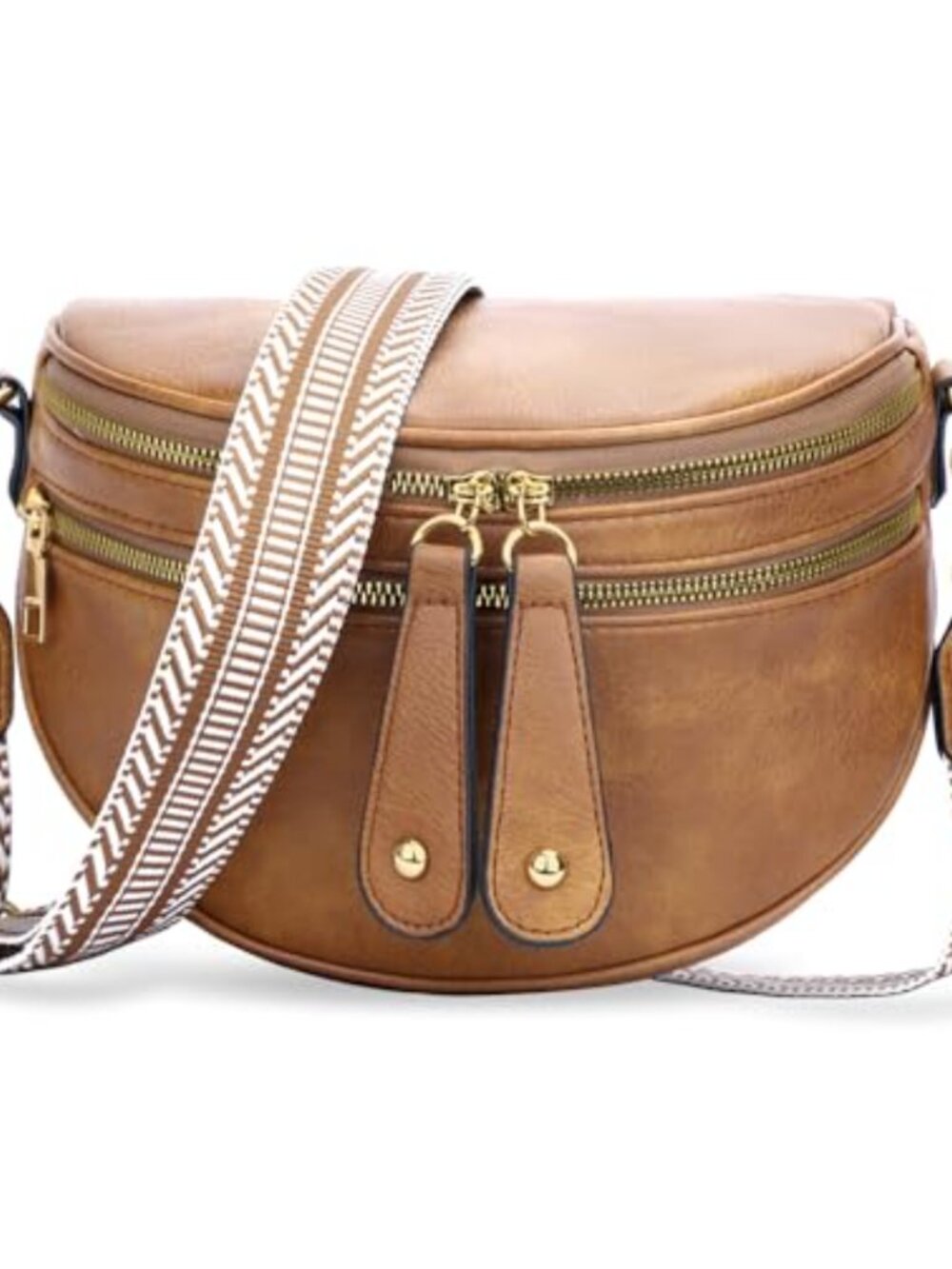 Vegan Leather Crossbody Sling Bag Wide Strap Fanny Pack Chest Bag